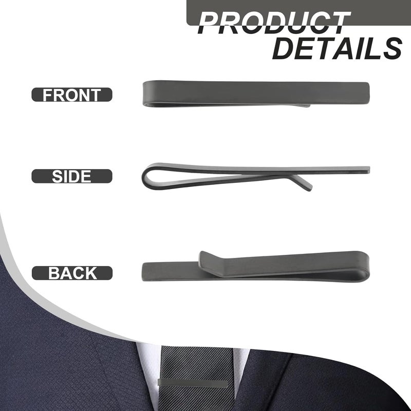 Roctee Skinny Tie Clip, 3 Pack Tie Bar Tie Clips For Men Low-Key Matte Black Elegant Necktie Pinch Clips For Business Meeting Graduation Ceremony Wedding Anniversary Party - Image 4